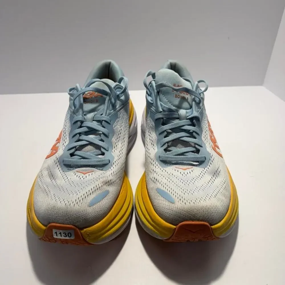 HOKA One One Bondi 8 Womens 11B Blue Yellow Running Shoes